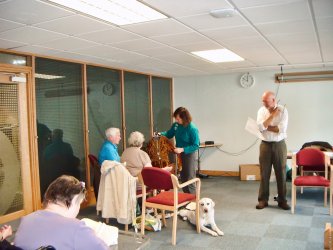 Janet & Graeme lead a hands-on session with the visually-impaired readers at Sunderland Library, summer 2012